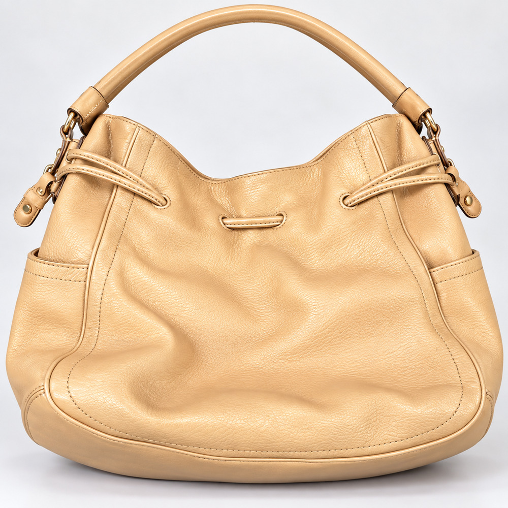 Cole Haan Gold Leather Hobo Shoulder Bag Pebbled Leather